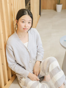 【ルームウェア】パールボタンもこもこカーディガン