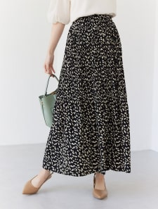 レオパードプリーツスカート