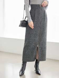 チェックナロースカート