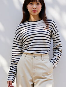 カッティングスリーブボーダーロンT