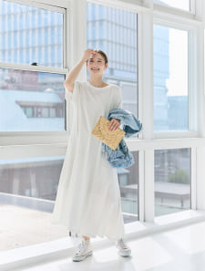 Aラインカットソーワンピース