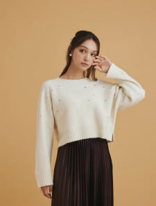 ビジュー付ドルマンニット