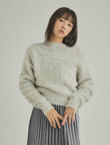 ラメフェザーニットトップス