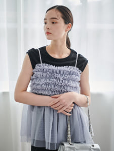 マイクロチュールフリルキャミ