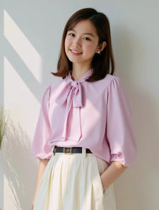 リボンタイブラウス