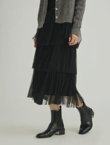 チュールリボンティアードスカート