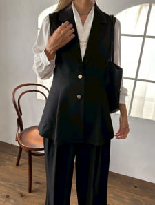 【harukaセレクト】テーラードペプラムベスト