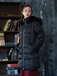 ウエストベルト付中わたロングジャケット