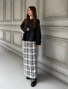 【kanaセレクト】 【U150サイズあり】チェック柄バックスリットナロースカート