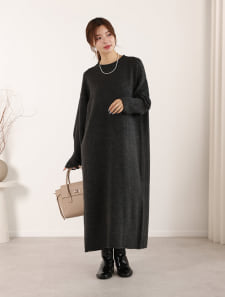 【honoセレクト】 ロングニットワンピース