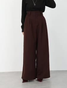 【U150サイズあり】起毛ハイウエストタックワイドパンツ