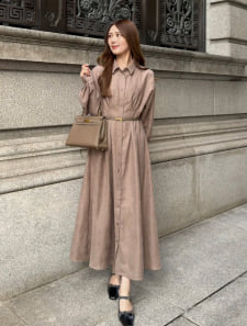 【kanaセレクト】 【U150サイズあり】ウエストタックシャツワンピース