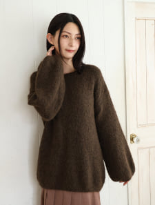モヘアタッチルーズシルエット長袖ニット