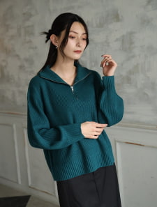 ハーフジップニット