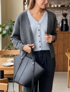 レイヤード風ニットカーディガン