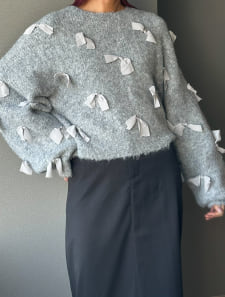 ブークレ×ジョーゼットリボンニット