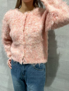 ミックスシャギークルーネックカーディガン