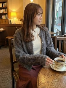 ミックスシャギークルーネックカーディガン