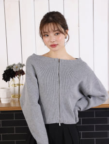 ダブルジップニットカーディガン