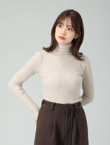 リブハイネックシンプルニット