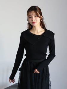 ボタン付き2wayニット