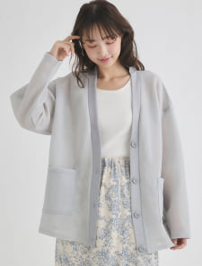 Vネックシアーダンボールカーディガン