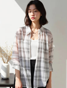 チェックシアーシャツ