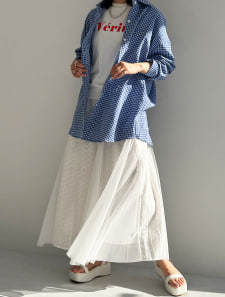 バックリボンチェックシャツ