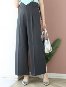 麻調サスペンダー付パンツ