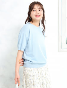 ハーフスリーブもちもちニット