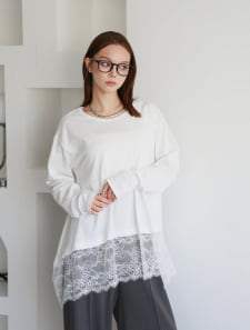 裾レースイレヘムTシャツ