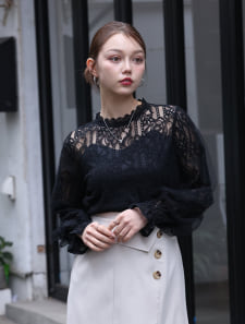 レース長袖ブラウス