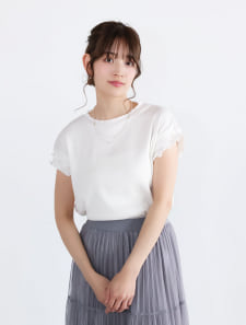 リブメローフレンチスリーブTシャツ