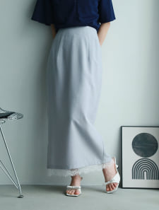 バックスリットレースレイヤードスカート