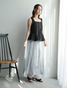 ペプラムビスチェ風ドッキングワンピース