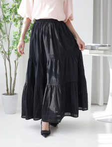ホリゾンタルピンタックロングスカート