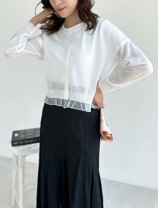 裾フリルVネックシアーカーディガン