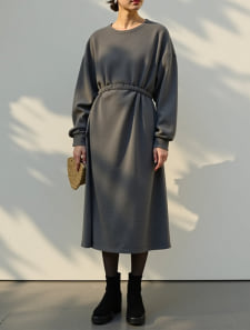 裏起毛ドロストデザインワンピース