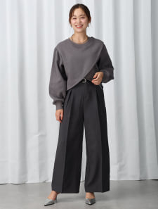 配色デザインタックワイドパンツ