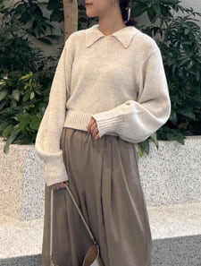 ミックスカラー衿付ニット