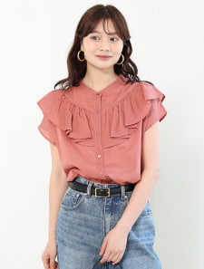 フリルデザインコットンブラウス