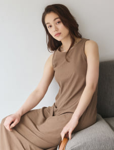 カップ付きワッフルマキシワンピース