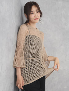 【SET UP対応】メッシュスパンコールニット