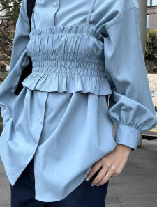 ビスチェセットバンドカラーシャツ