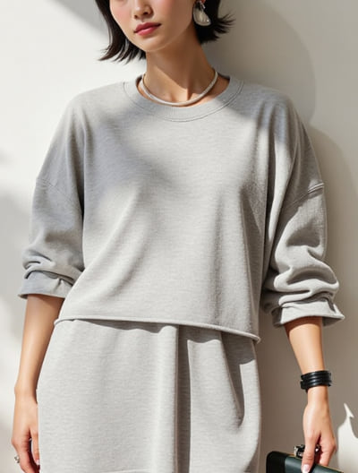 ショート丈スウェットプルオーバー