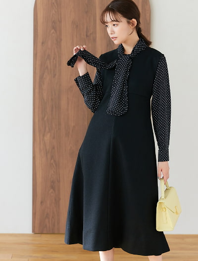 【美品】アナイ Vネック ノースリーブワンピース Aライン 36 総柄 ブラウン 美品】アナイ Vネック ノースリーブワンピース Aライン 36 総柄