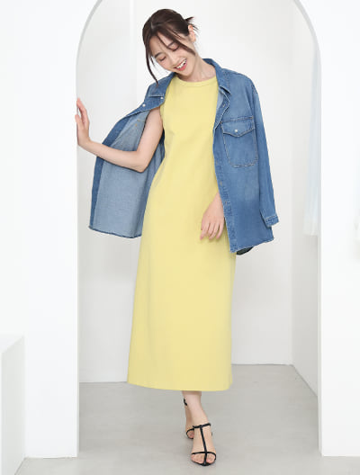 カップ付きカットロングワンピース