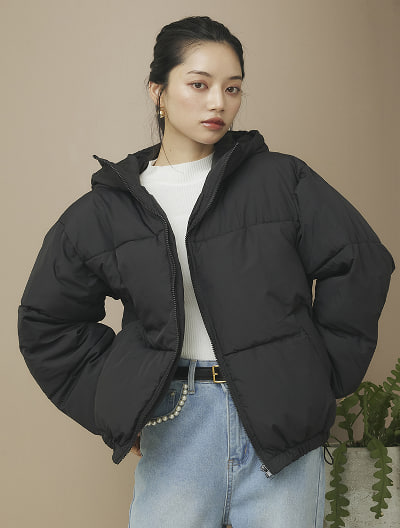 ONE fifth ウール　ノーカラージャケット　black NO CONTROL AIR｜ライトクレープ ダブルクロス ノーカラー