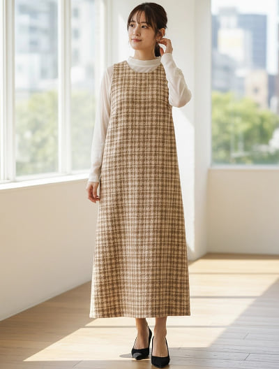千鳥チェックジャンパースカート