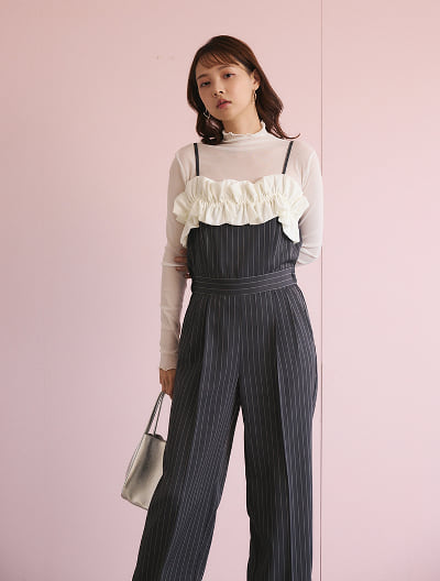 フィオリリー　山本月ちゃんワンピースFブラック定価17000円　最終値下本日まで ベージュ×ブラックボーダードットワンピ/山崎みどり - カラードレス